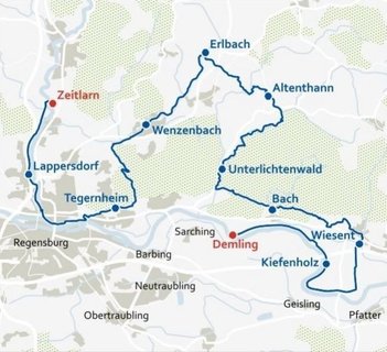 Die Strecke verläuft von Demling nach Zeitlarn.